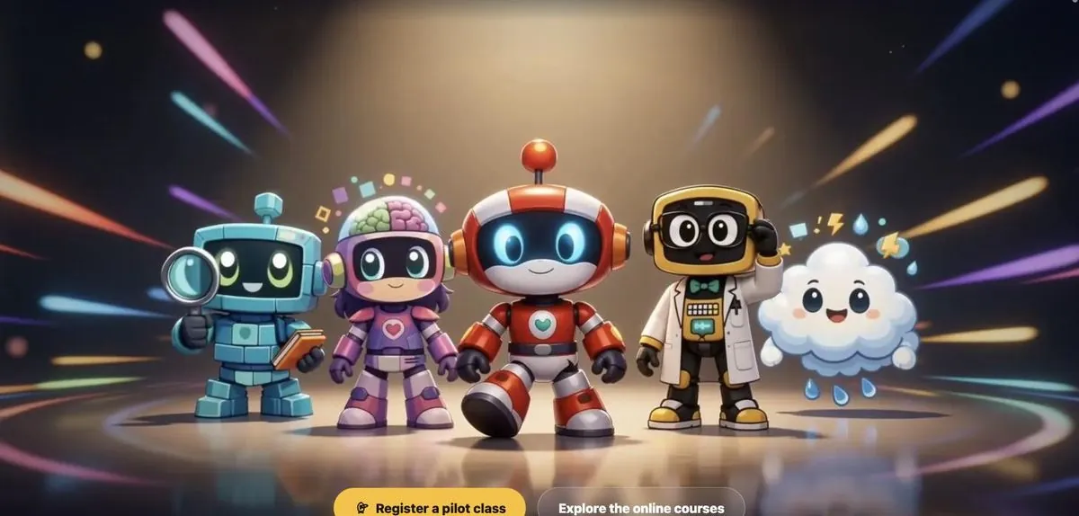 Startseite von roki.kids mit den KI-Figuren